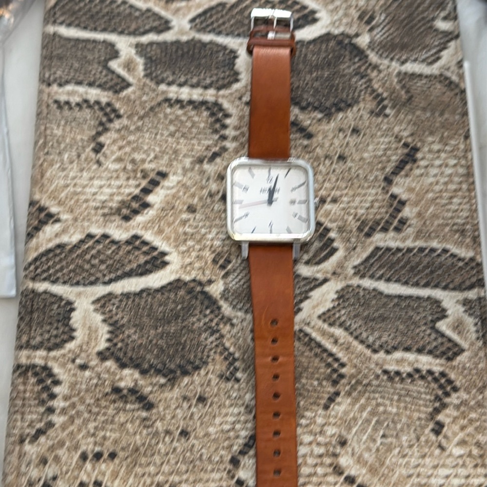 Nixon Watch with Brown Leather Strap and Silver Case